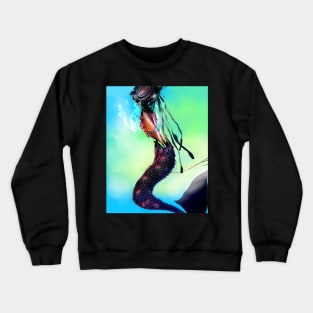 Robot Mermaid undersea siren with a speaker for a face Crewneck Sweatshirt